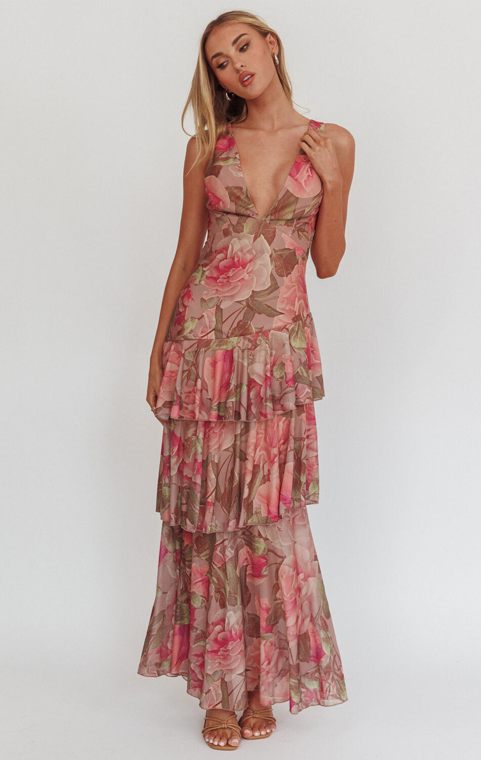 MAGNOLIA BLUSH FLORAL MAXI DRESS
