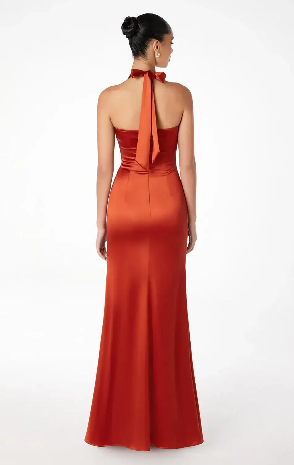MAREN SATIN HALTER MAXI DRESS