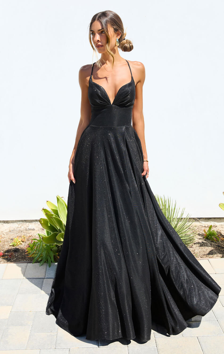 Gwendolyn Gown – Shimmer Lace-Up Back A-Line Evening Dress