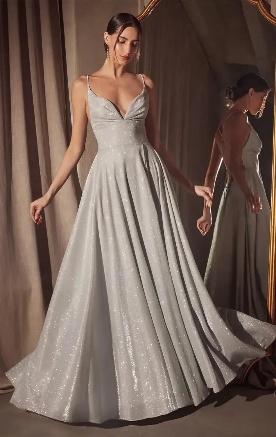 Gwendolyn Gown – Shimmer Lace-Up Back A-Line Evening Dress