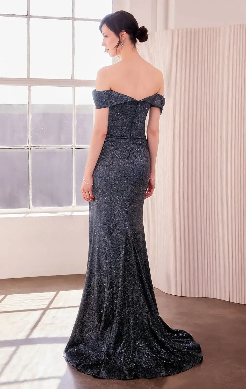 Venetian Gown - Luxe Metallic Off-Shoulder Evening Dress