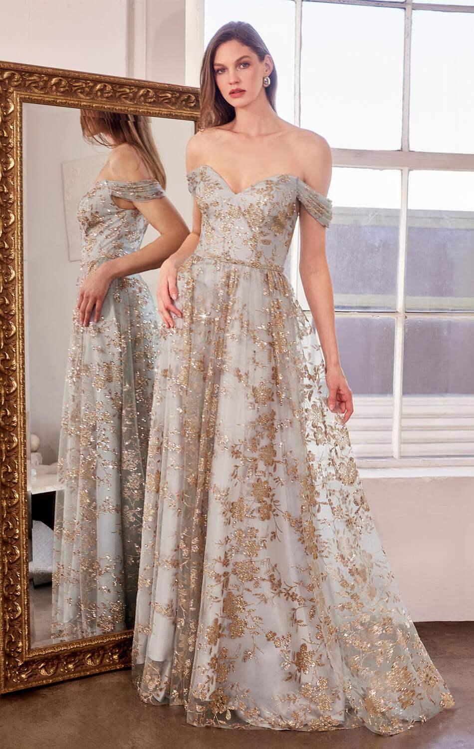 Veronica Gown - Glitter Print Long A-line Dress
