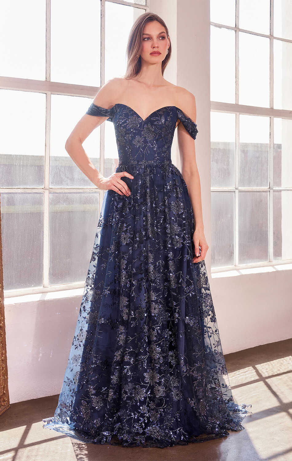 Veronica Gown - Glitter Print Long A-line Dress