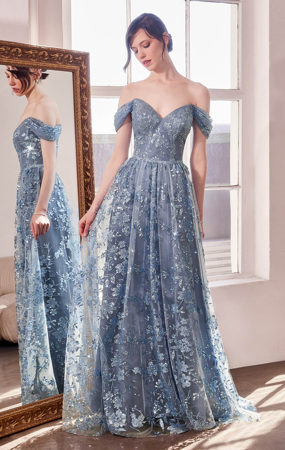 Veronica Gown - Glitter Print Long A-line Dress