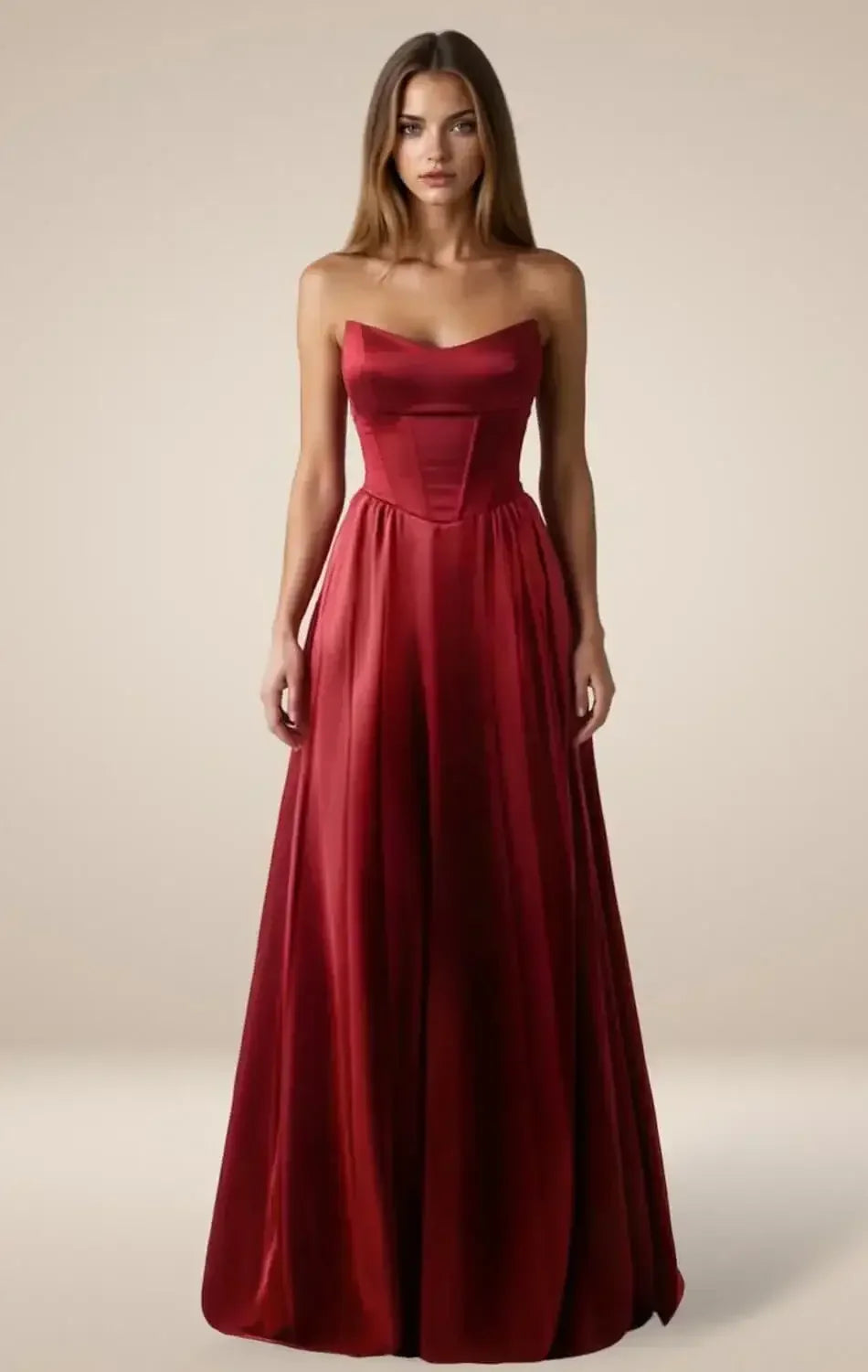 GINNY GOWN - SATIN STRAPLESS A-LINE DRESS