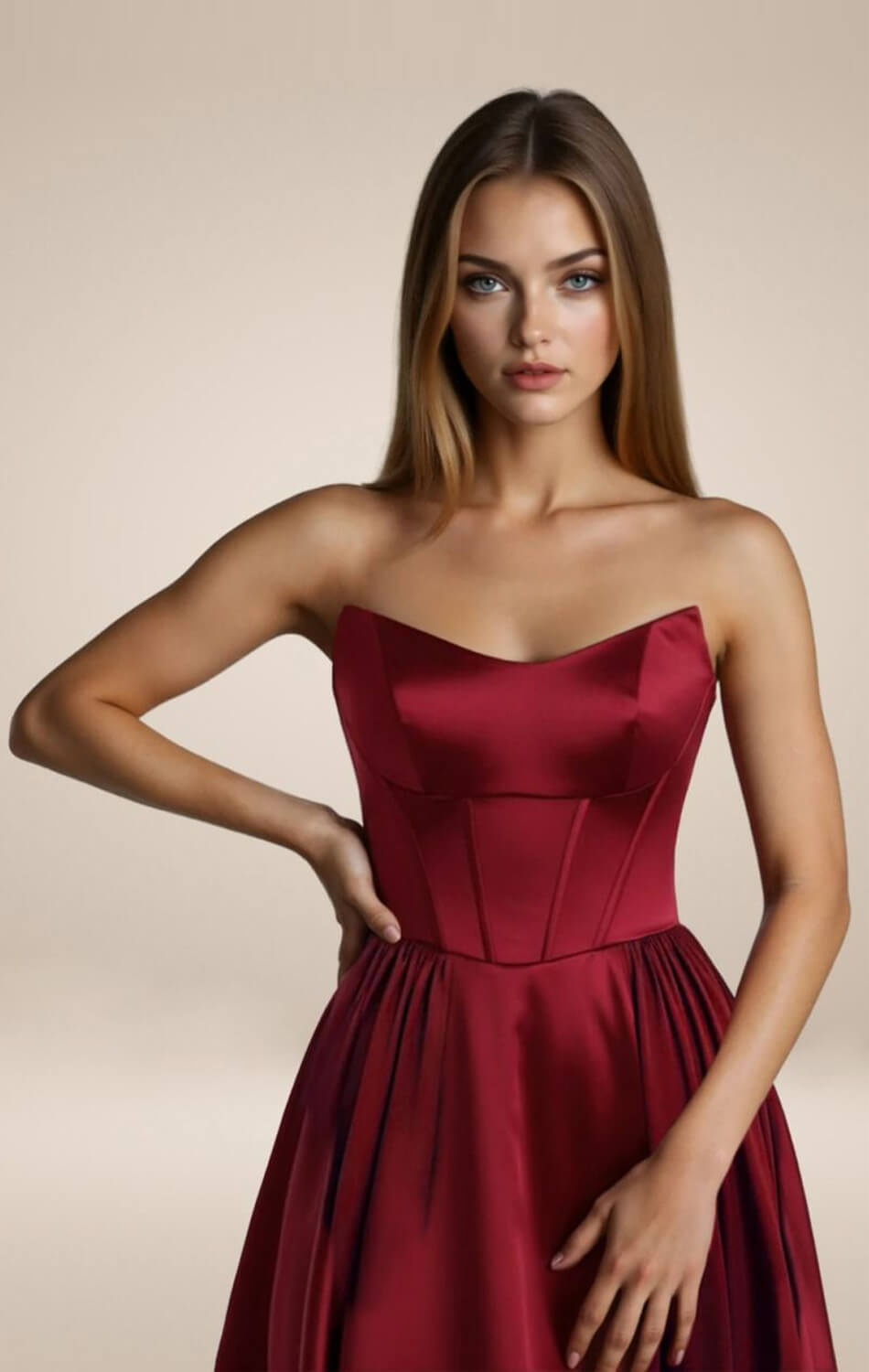 GINNY GOWN - SATIN STRAPLESS A-LINE DRESS