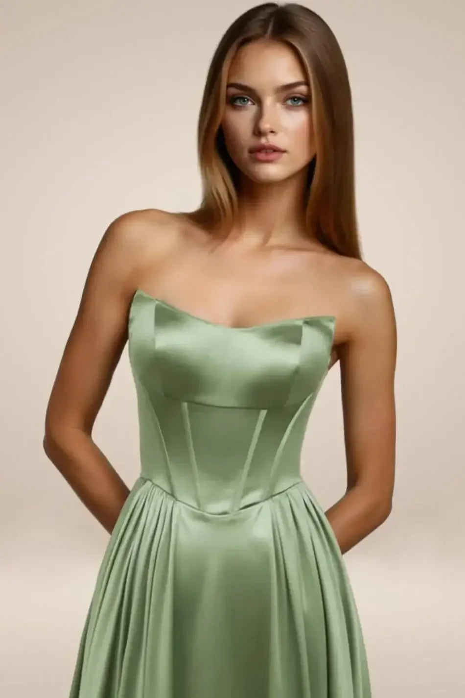 GINNY GOWN - SATIN STRAPLESS A-LINE DRESS