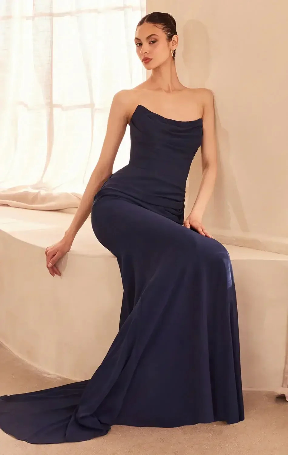 Haven Gown - Chiffon Fitted Long Strapless Dress