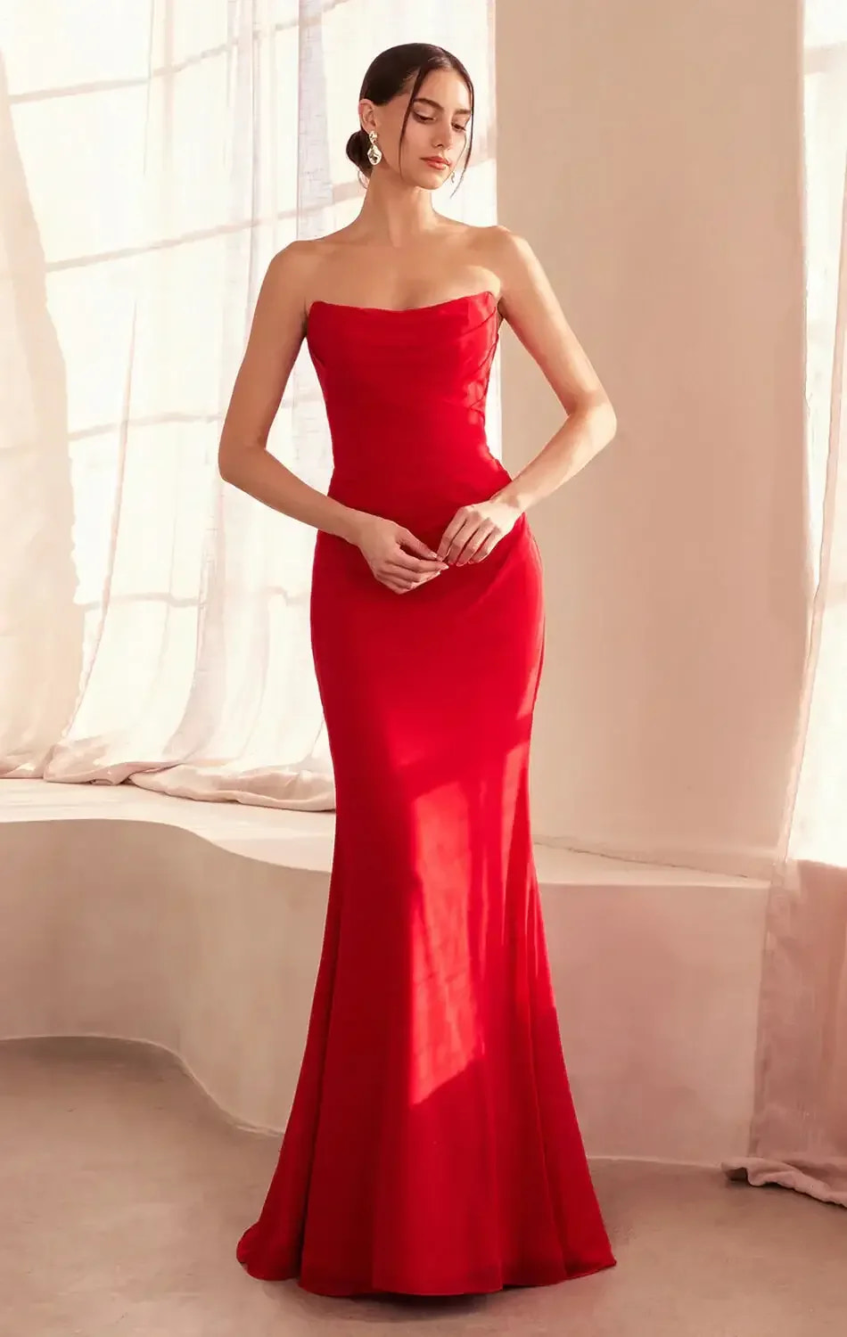 Haven Gown - Chiffon Fitted Long Strapless Dress