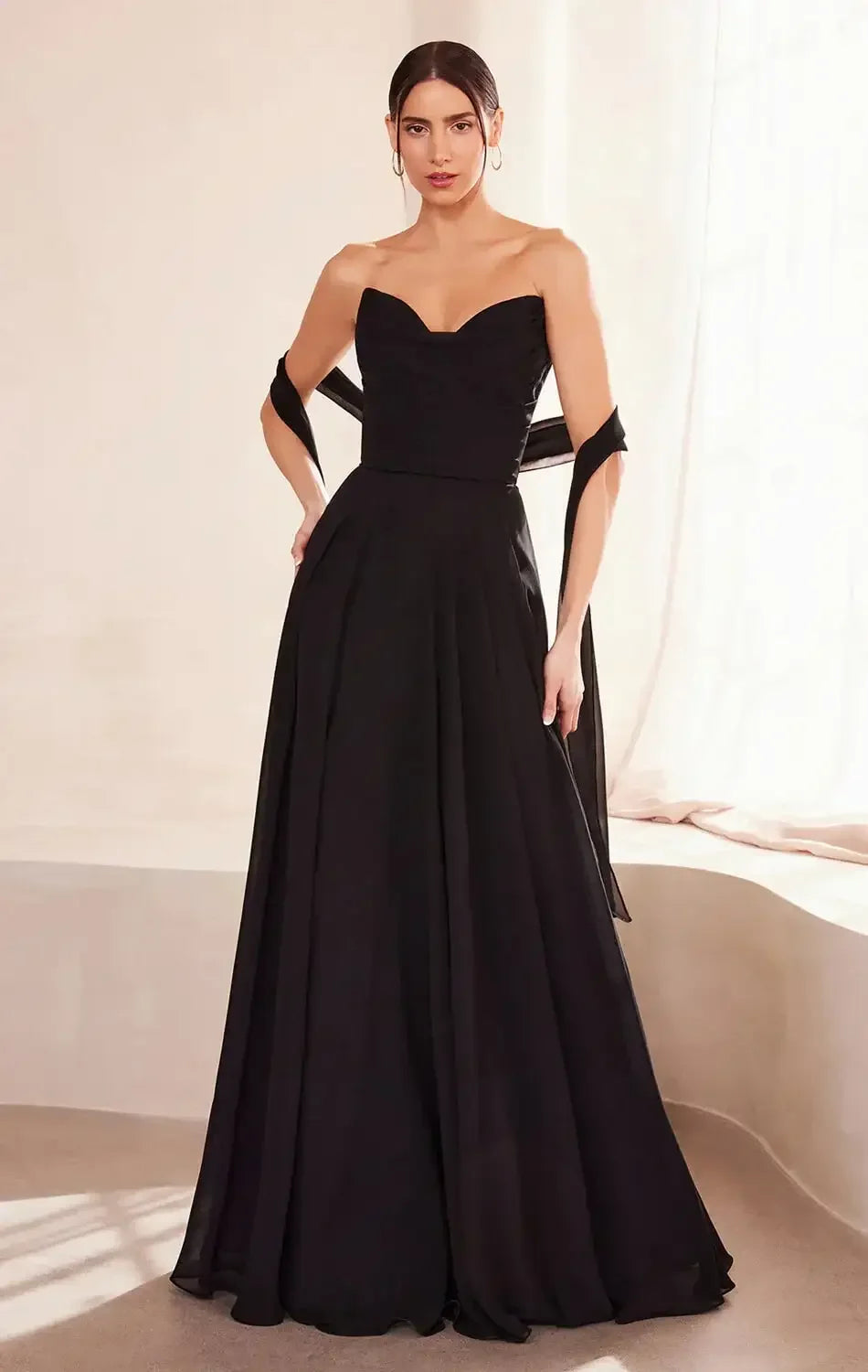 Ella Gown - A-line Strapless Chiffon Dress
