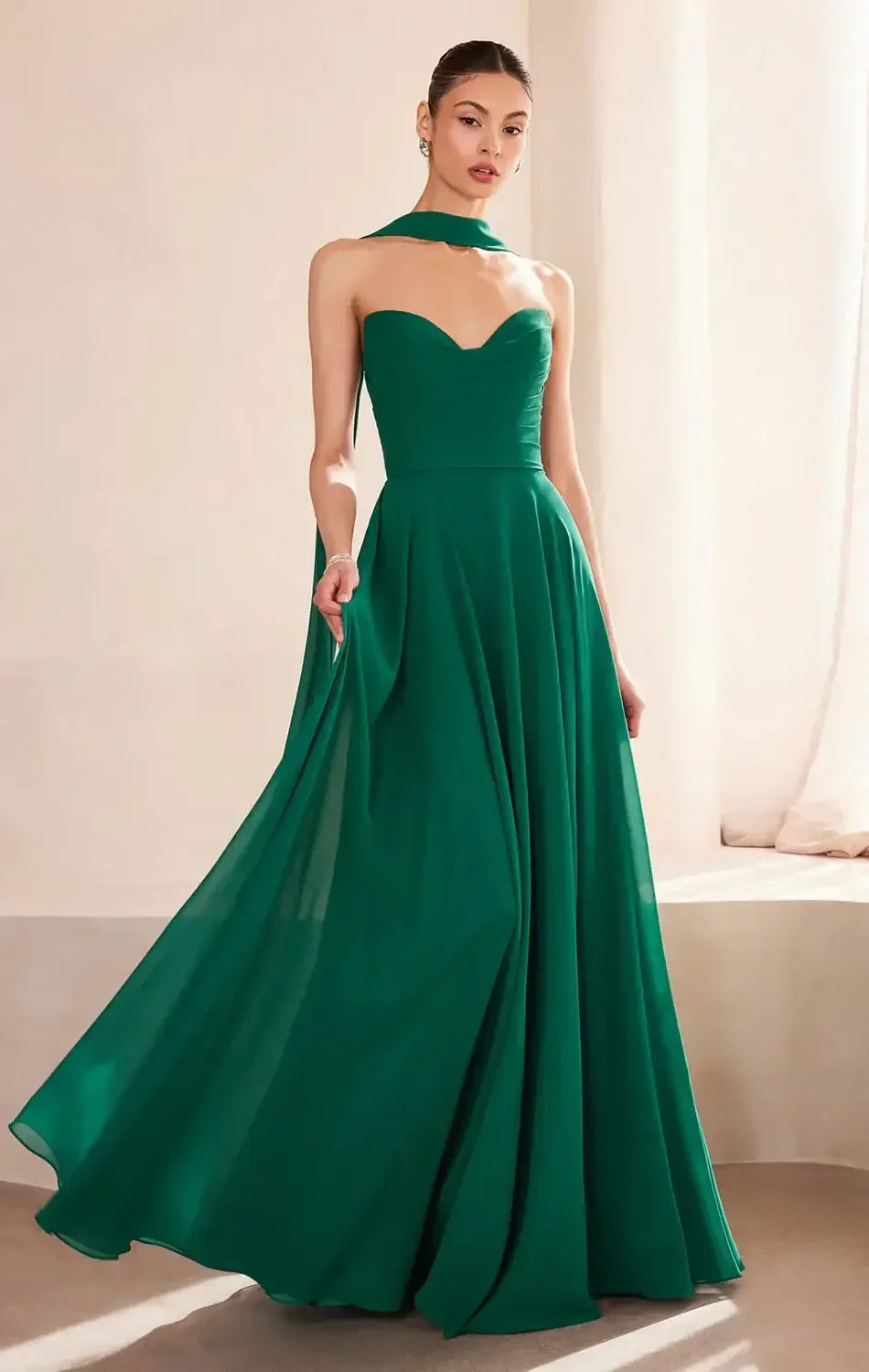 Ella Gown - A-line Strapless Chiffon Dress