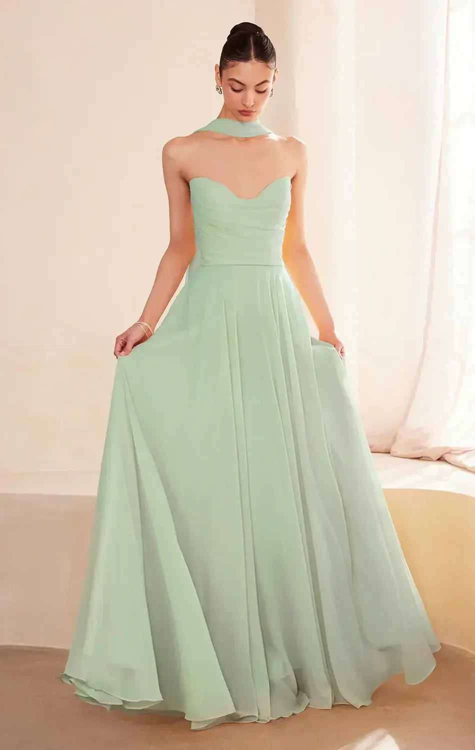 Ella Gown - A-line Strapless Chiffon Dress