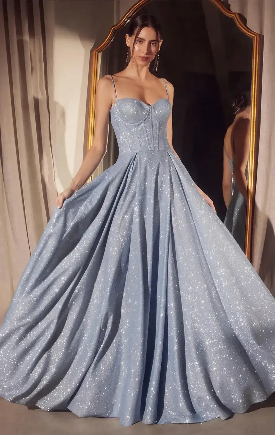 Krista Gown - Glitter Dusted A-line Corset Dress