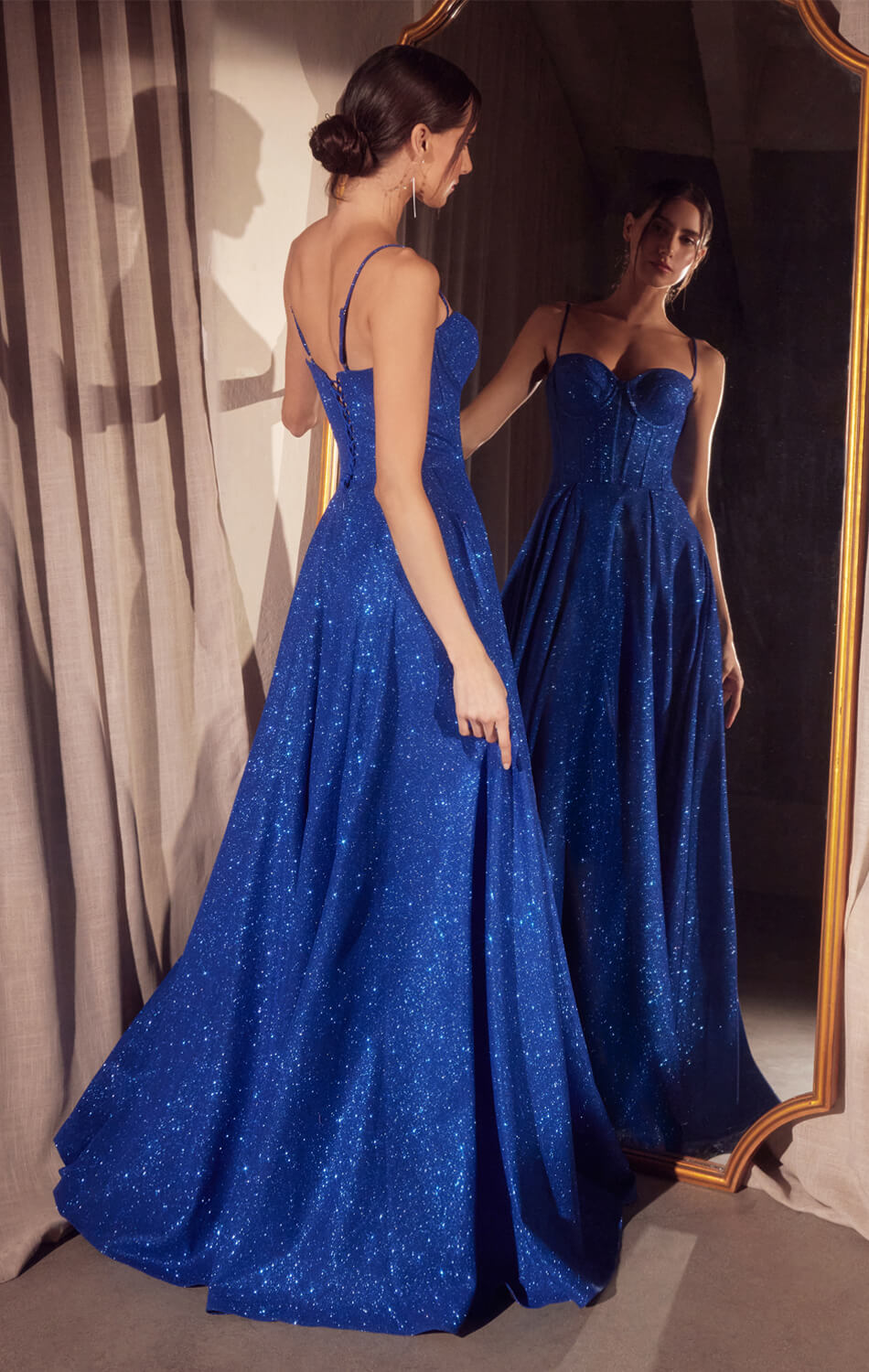 Krista Gown - Glitter Dusted A-line Corset Dress