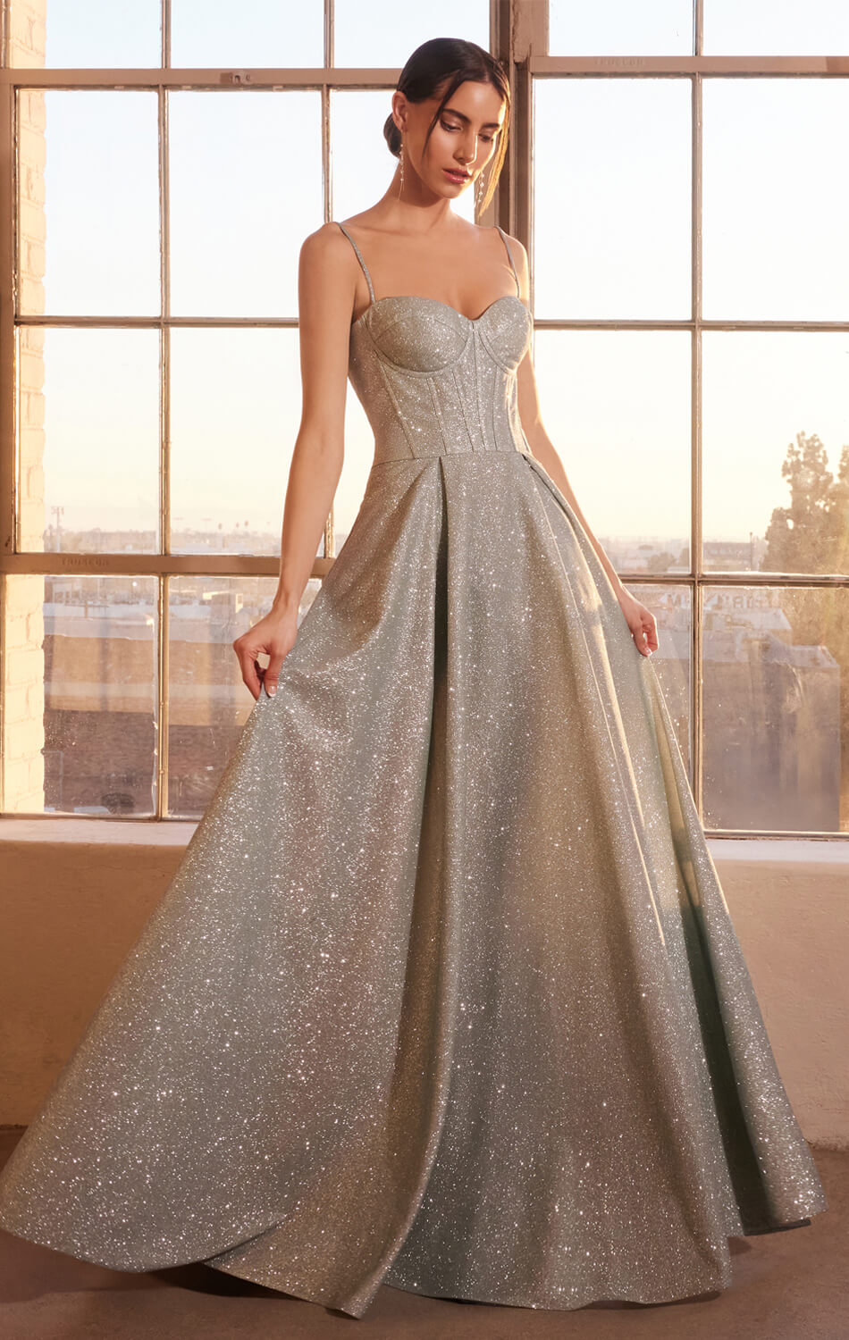 Krista Gown - Glitter Dusted A-line Corset Dress