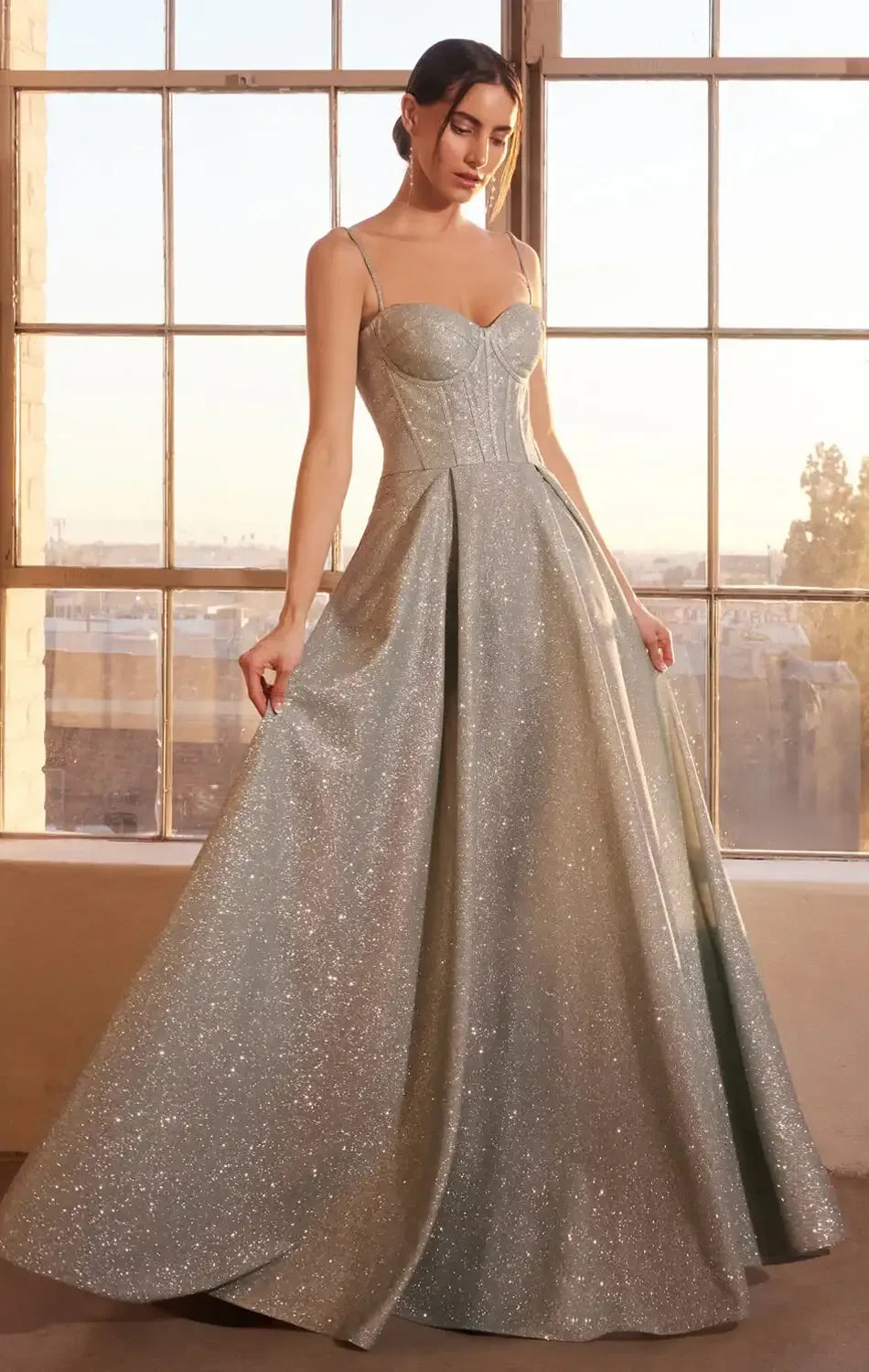 Krista Gown - Glitter Dusted A-line Corset Dress