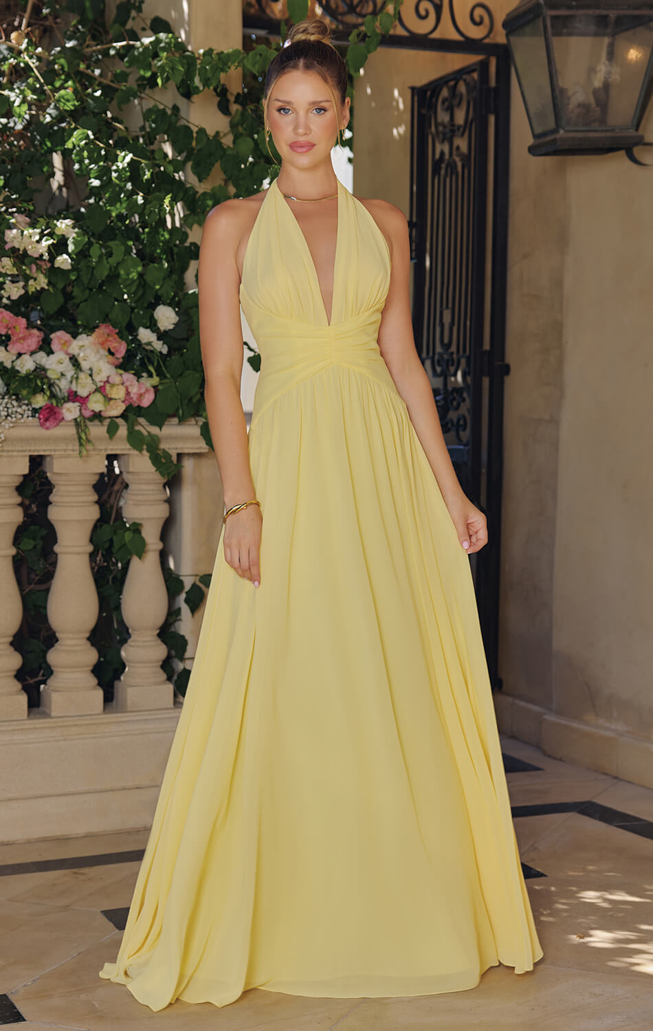 TARA GOWN - FLOWY CHIFFON HALTER DRESS