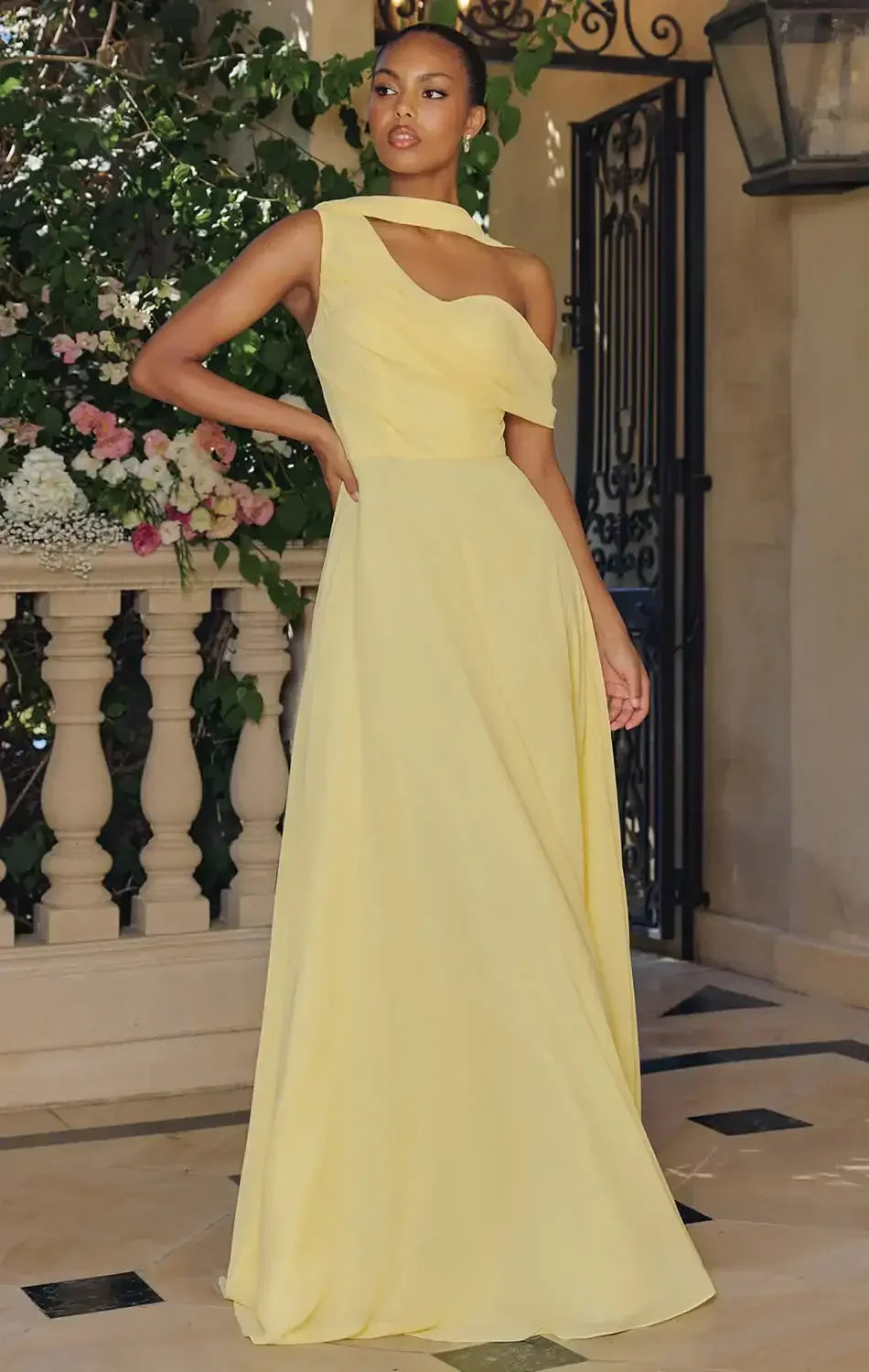 VENUS GOWN - ONE SHOULDER CHIFFON DRESS