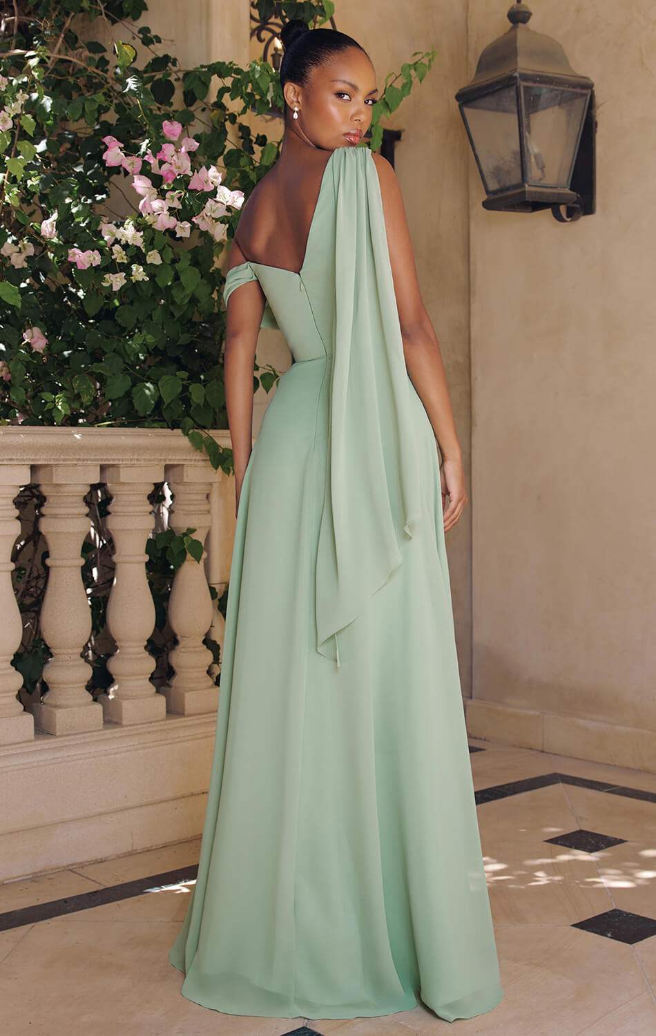 VENUS GOWN - ONE SHOULDER CHIFFON DRESS