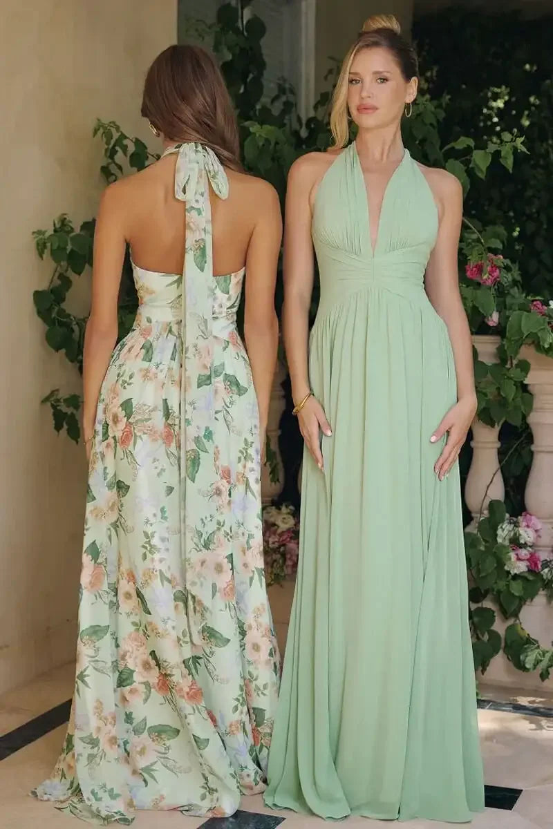 TARA GOWN - FLOWY CHIFFON HALTER DRESS