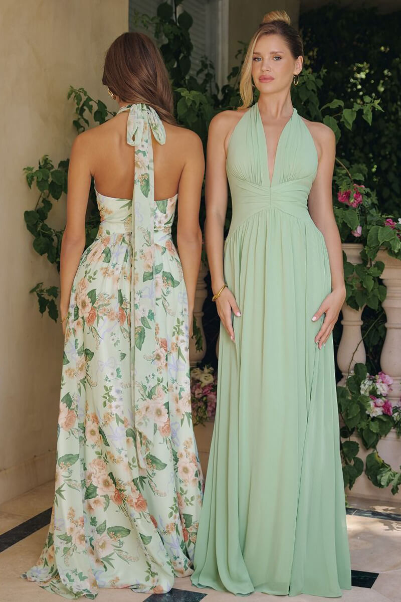 TARA GOWN - FLOWY CHIFFON HALTER DRESS