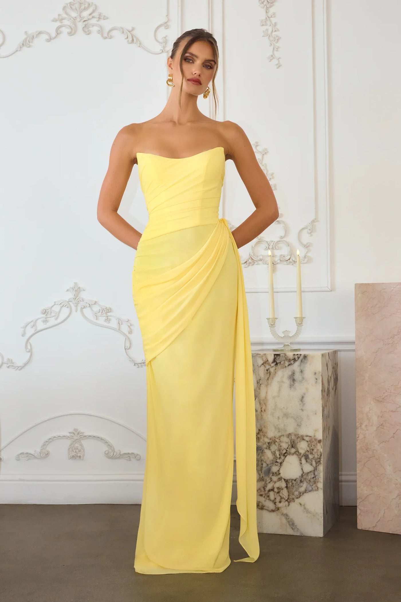 Acadia Gown - Strapless Draped Chiffon Dress