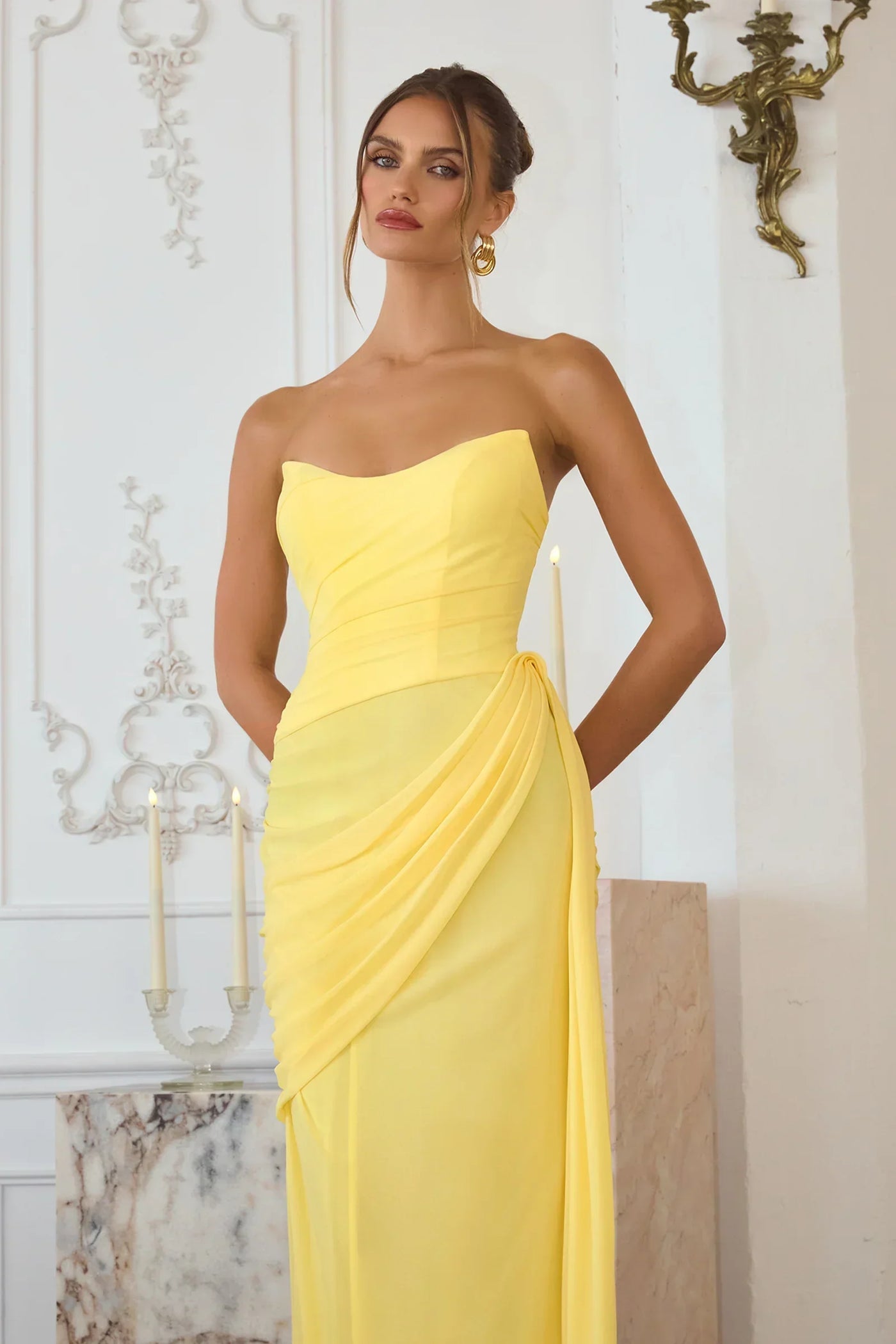 Skyler Gown - Strapless Draped Chiffon Dress