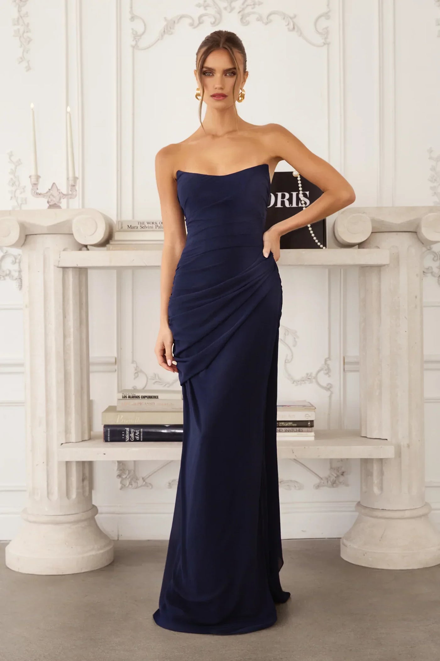 Skyler Gown - Strapless Draped Chiffon Dress