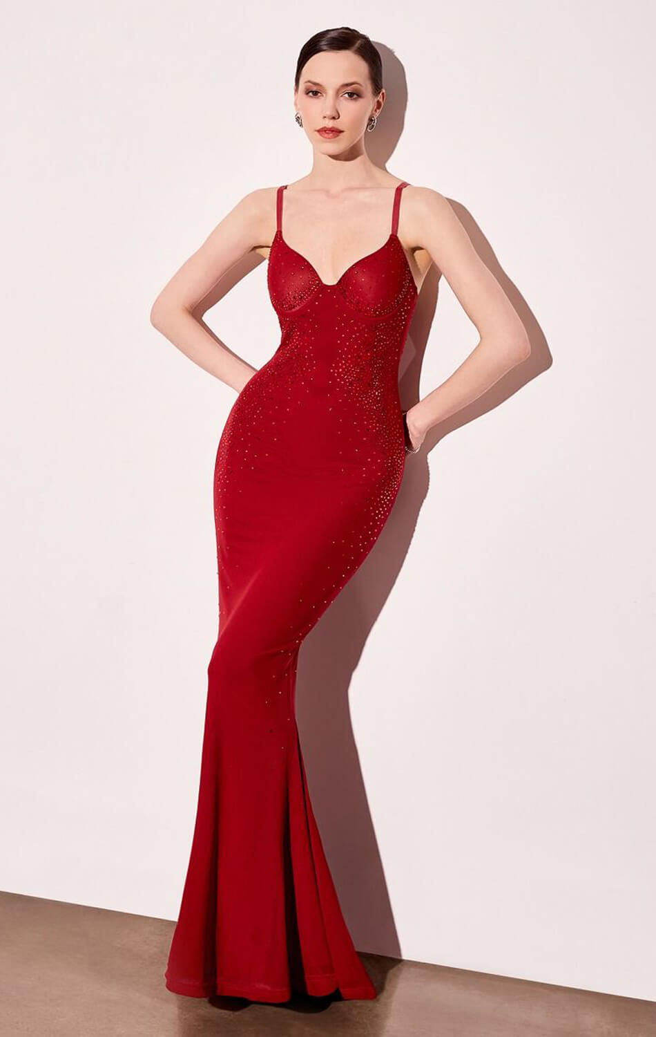 DESTINY MAXI DRESS - HOT STONE FITTED DRESS