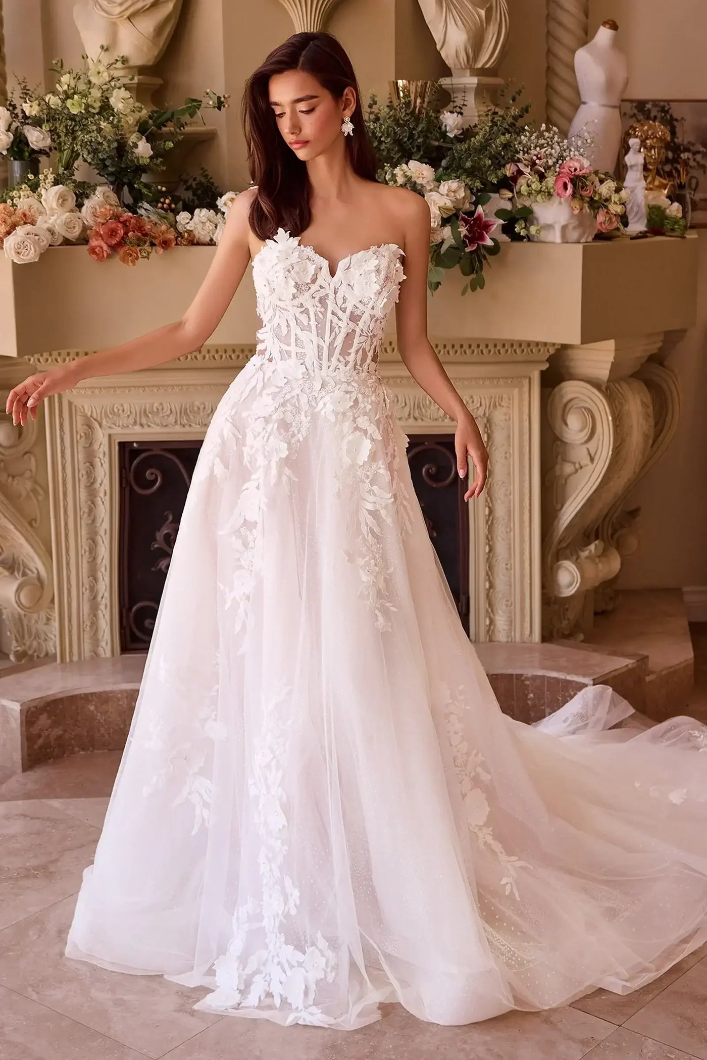 WL018 - Lace Appliqued Wedding Ball Gown - Andrea & Leo