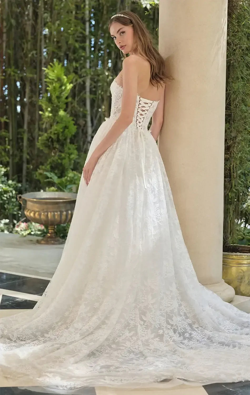 WL061 - EMBROIDERED LACE WEDDING GOWN - Andrea & Leo