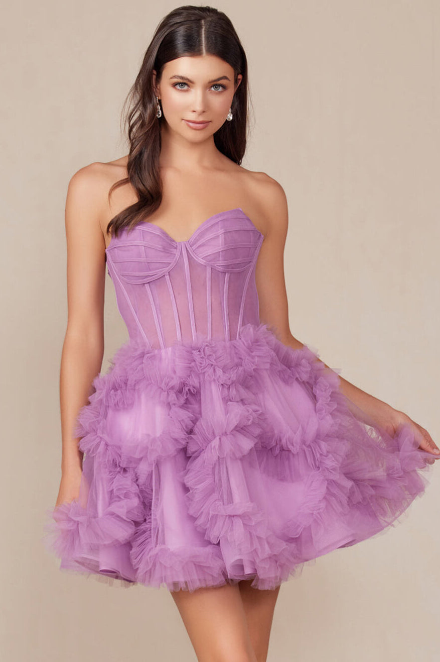 Yvonne Mini Dress - Ruffle Tulle Cocktail Dress
