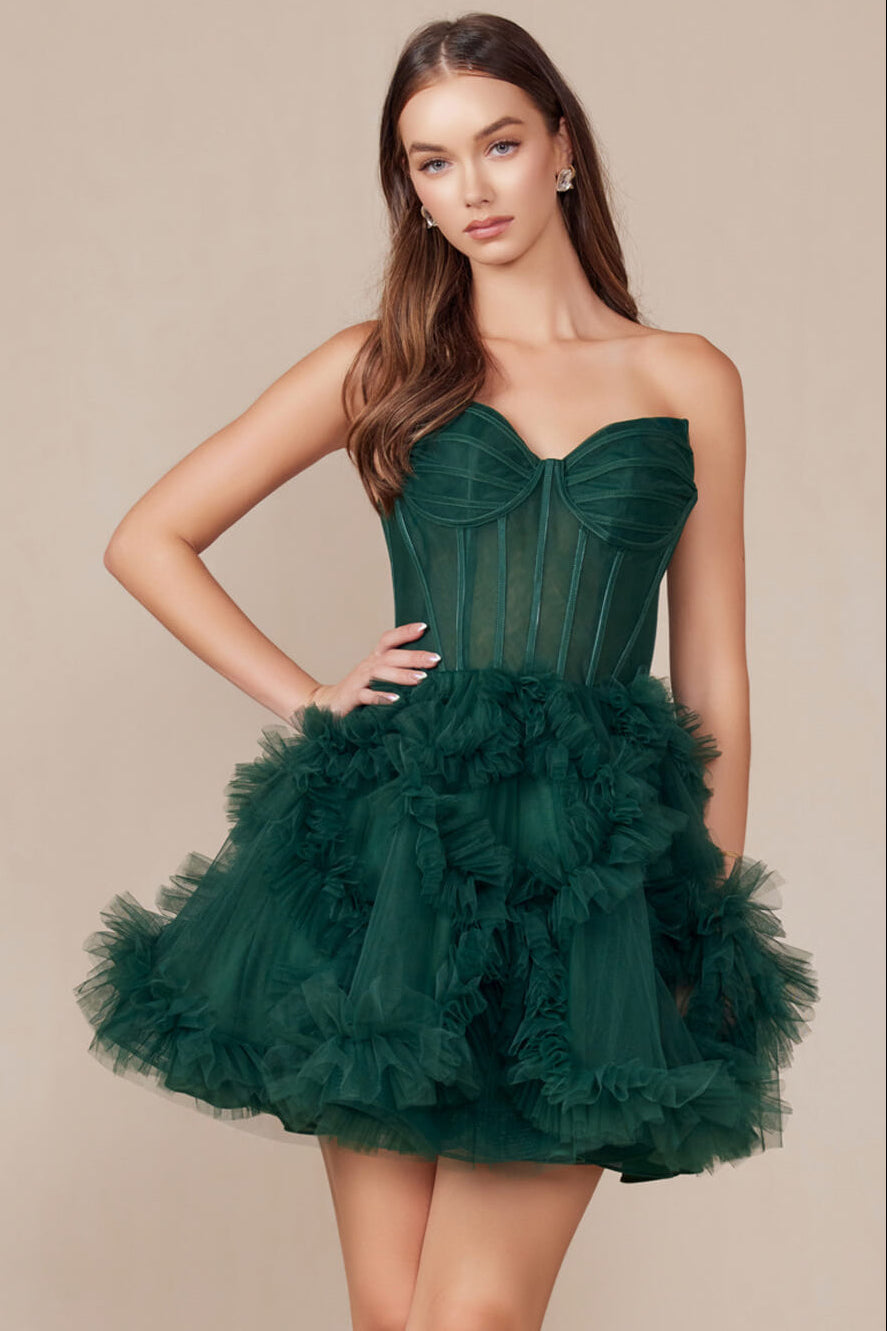 Yvonne Mini Dress - Ruffle Tulle Cocktail Dress
