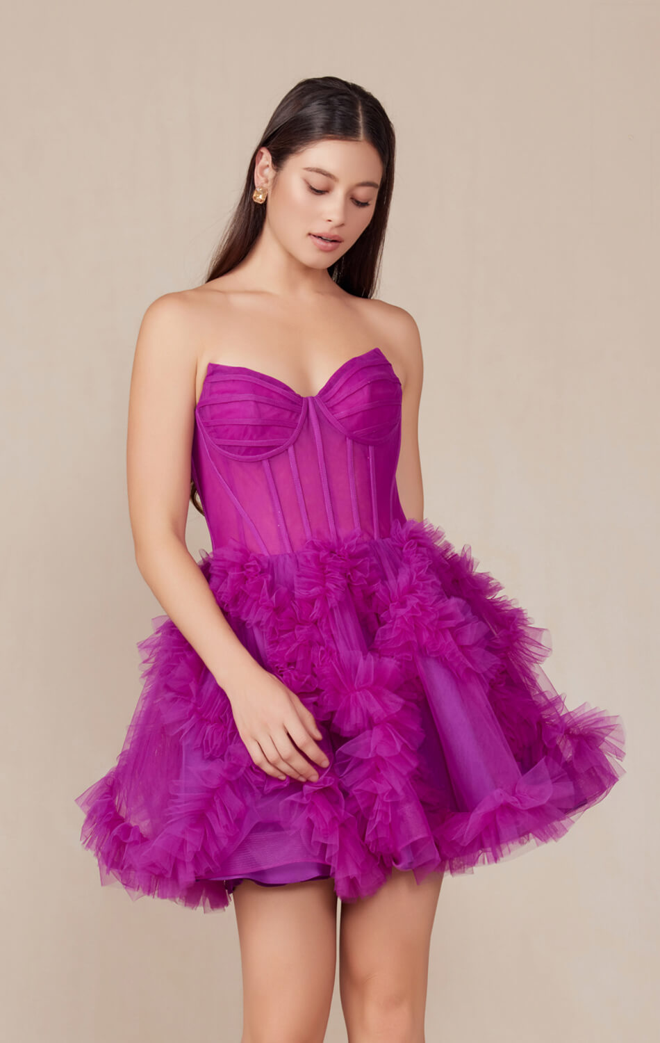 Yvonne Mini Dress - Ruffle Tulle Cocktail Dress