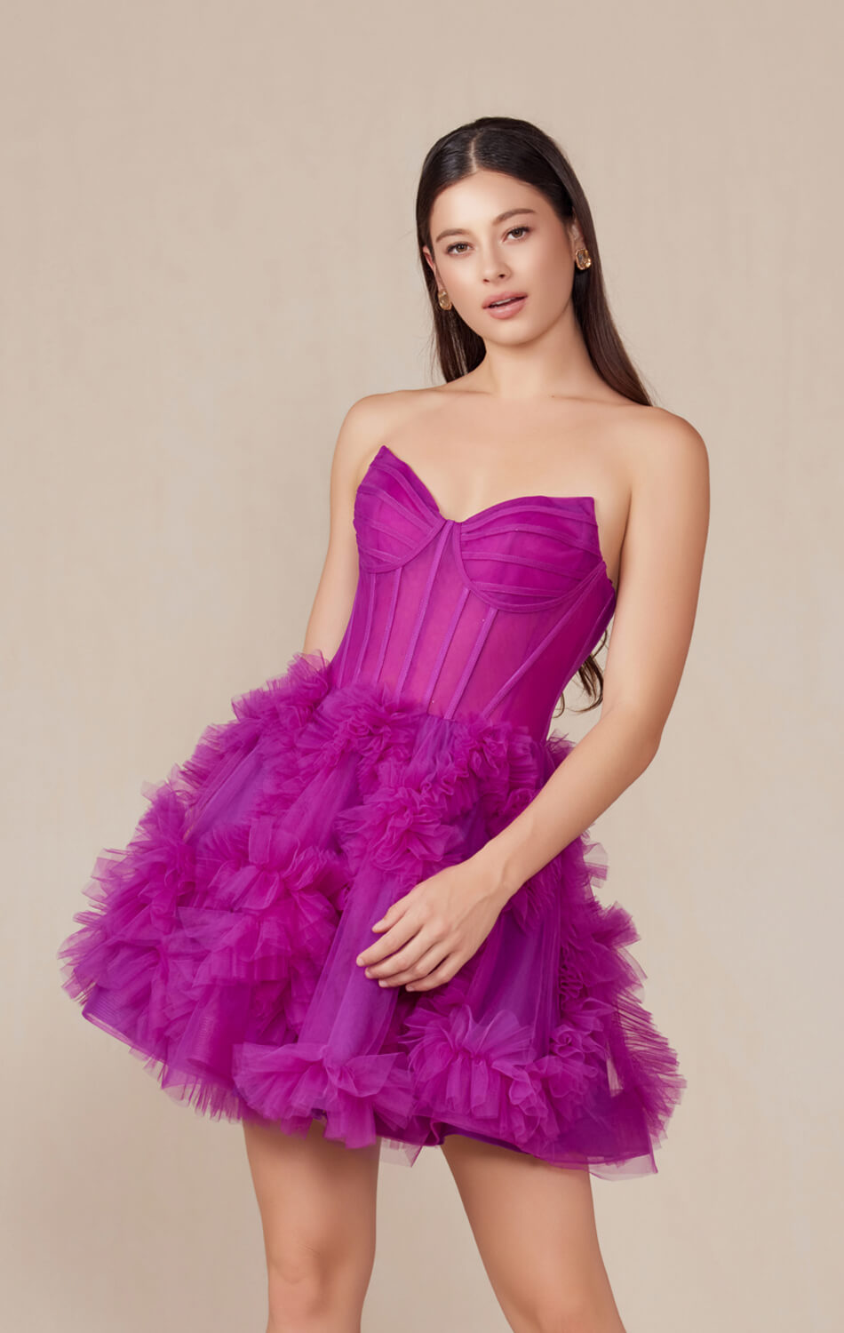 Yvonne Mini Dress - Ruffle Tulle Cocktail Dress
