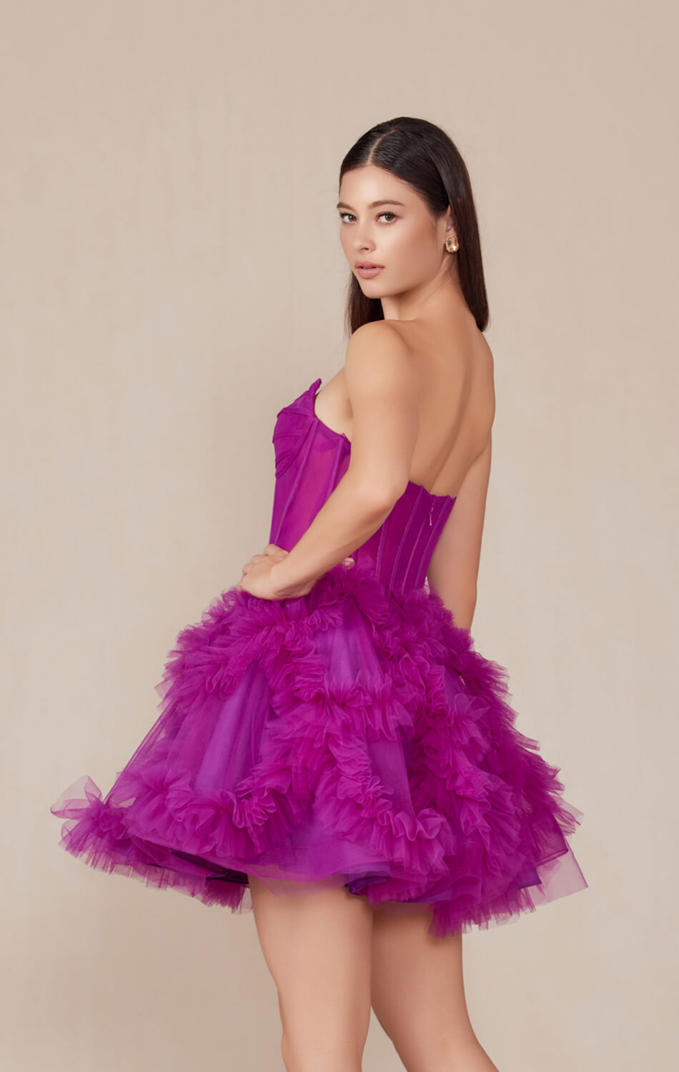 Yvonne Mini Dress - Ruffle Tulle Cocktail Dress