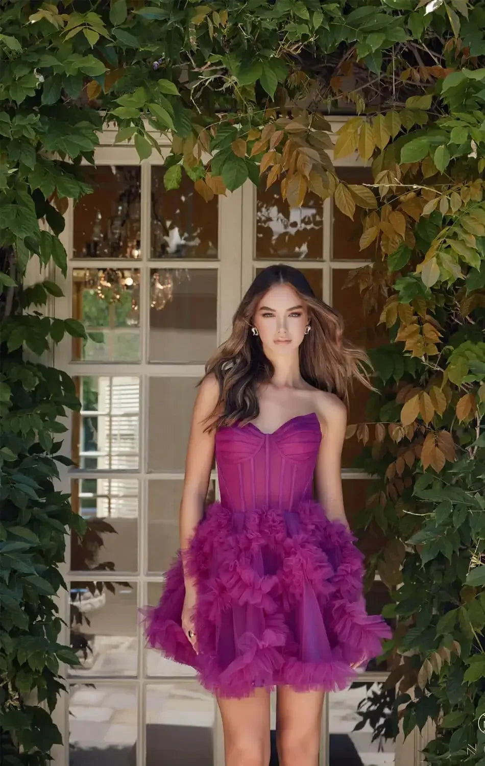 YVONNE RUFFLE SKIRT MINI DRESS - MAGENTA