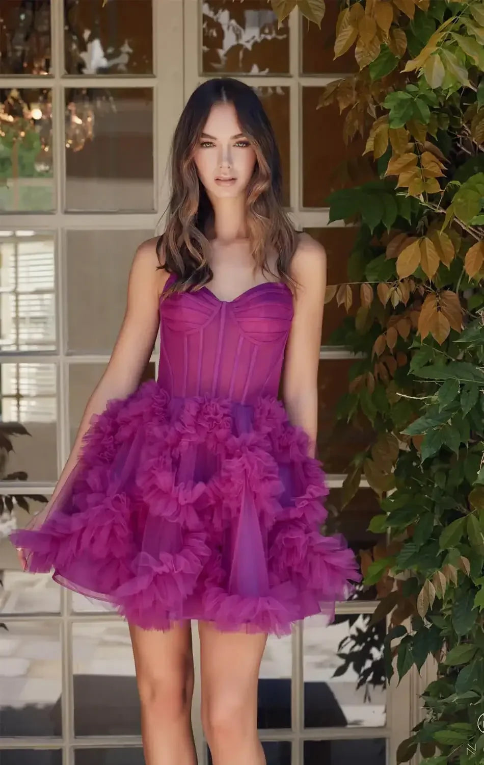 YVONNE RUFFLE SKIRT MINI DRESS - MAGENTA