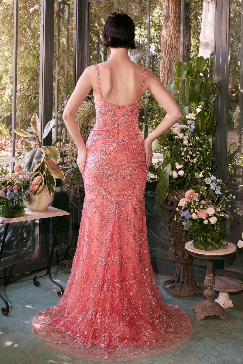 A1363 - FITTED BEADED EVENING GOWN - Andrea & Leo