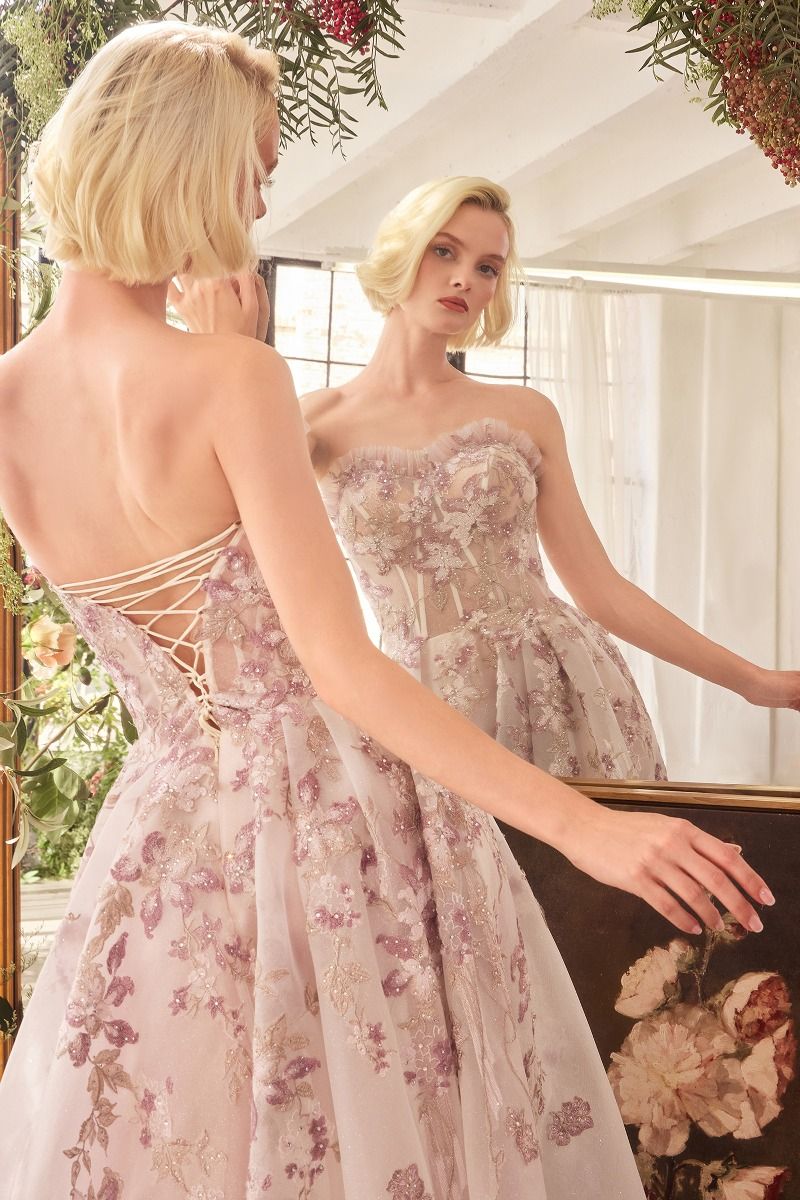 A1455 - ROMANCE EMBROIDERY A-LINE CORSET GOWN - Andrea & Leo