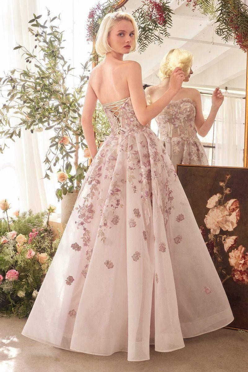 A1455 - ROMANCE EMBROIDERY A-LINE CORSET GOWN - Andrea & Leo