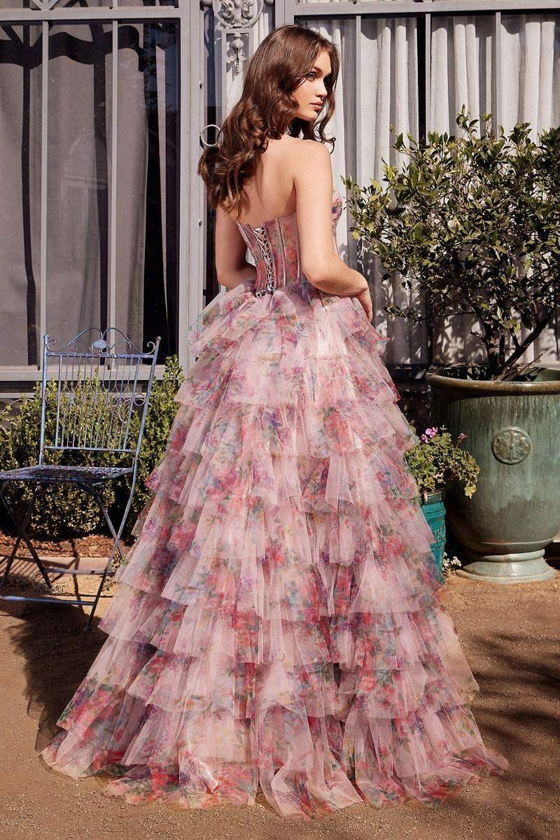A1463 - PRINT RUFFLE CORSET GOWN - Andrea & Leo