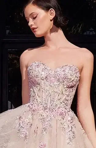 A1468 - SUMMER GARDEN APPLIQUE A-LINE GOWN - Andrea & Leo