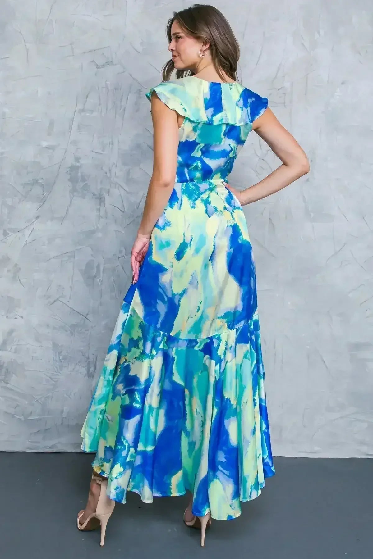 LA BABE SATIN WRAP STYLE MAXI DRESS