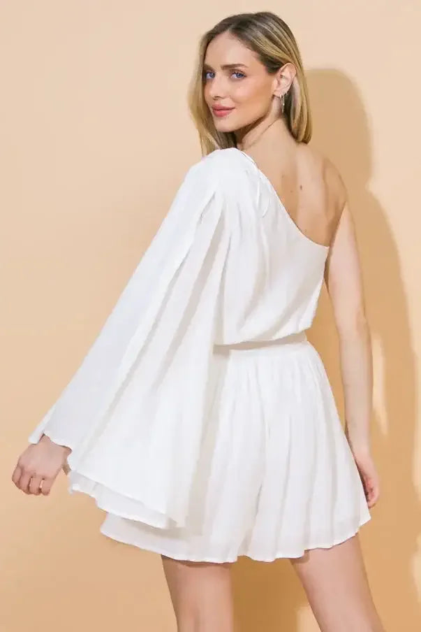 MOD MOOD - ONE SLEEVE WHITE ROMPER