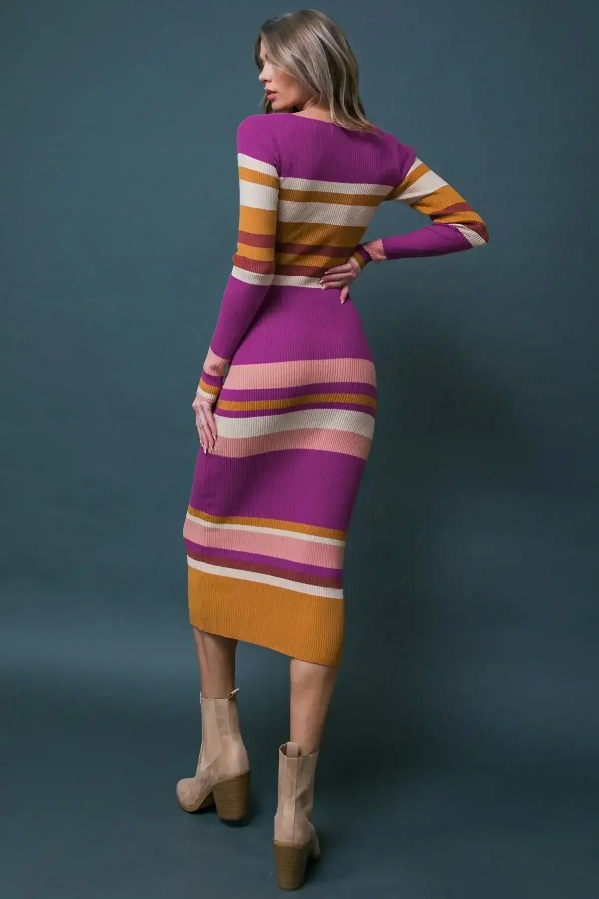 URBAN STRIPES - SWEATER DRESS - MAGENTA