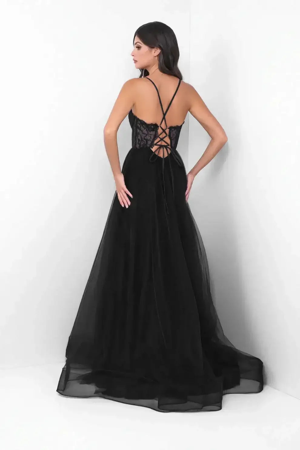 Dani Gown - Black - A-Line Tulle Lace Formal Dress
