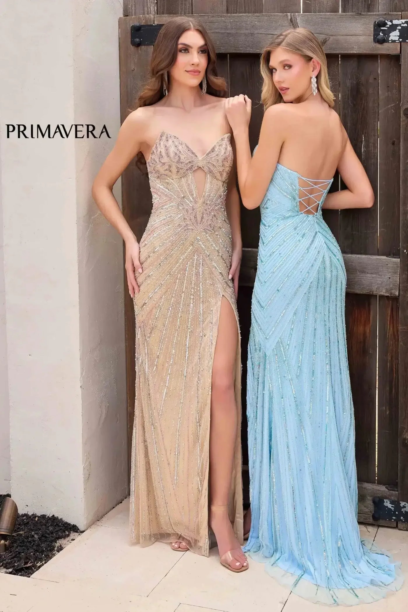 4309 - Primavera - Keyhole Strapless Beaded Long Dress