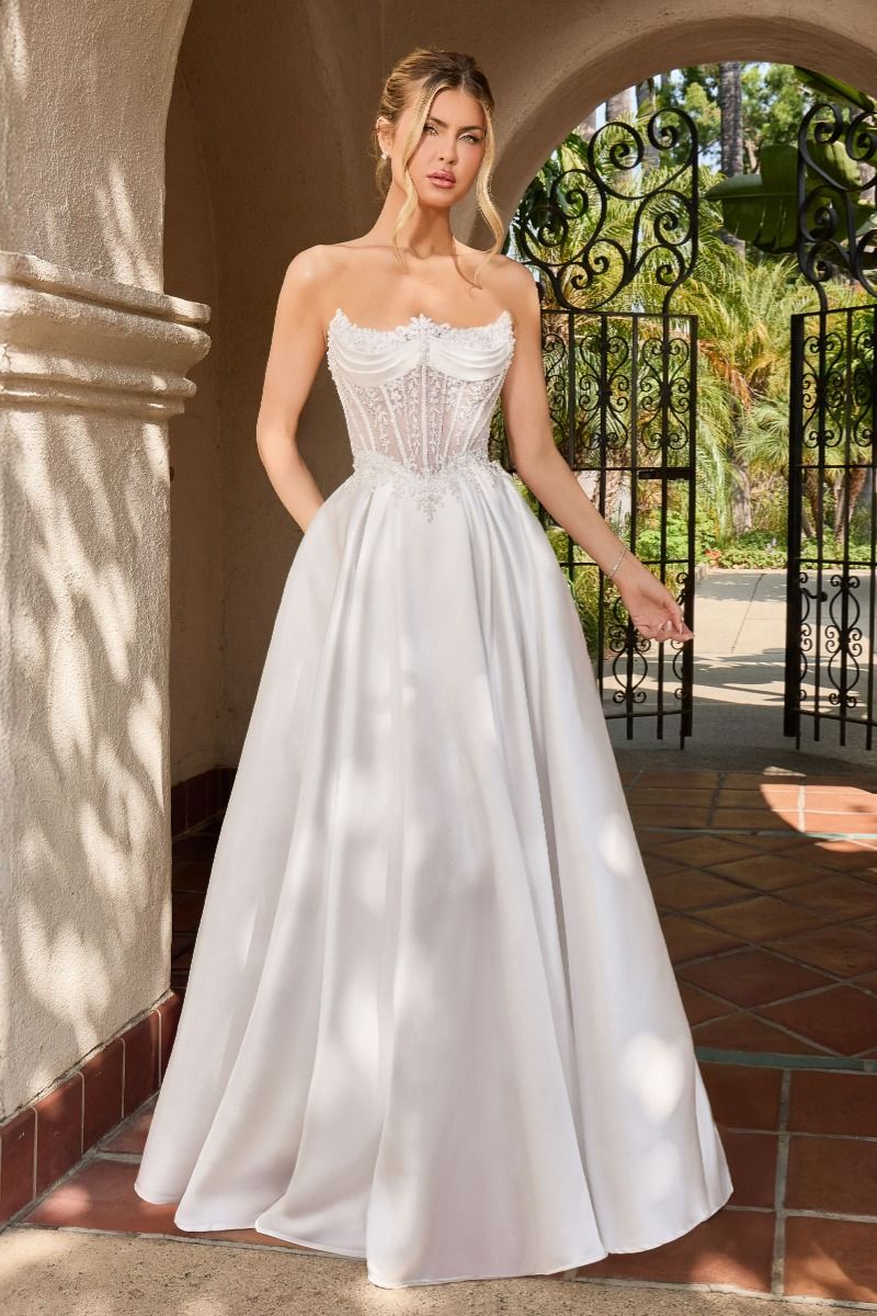 lace and mikado wedding dress HARRIET Embroidered Long Sleeve Mikado A-line Wedding Dress