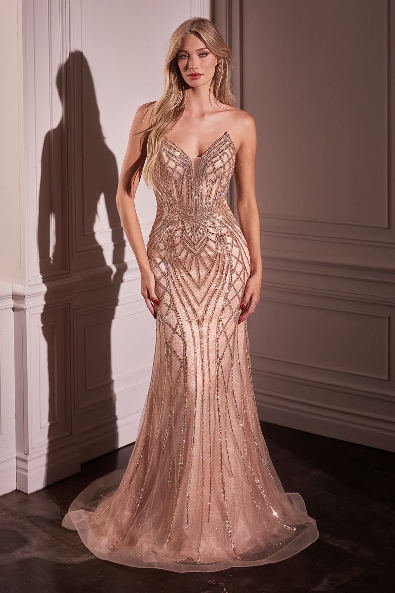 MAXWELL GOWN - CRYSTAL STRAPLESS EMBELLISHED MERMAID GOWN